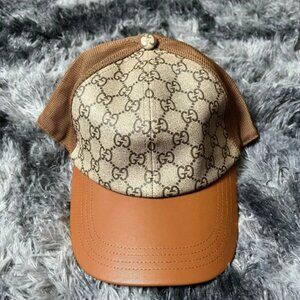 Designer GG Print Baseball Cap – Brown / Tan – One Size